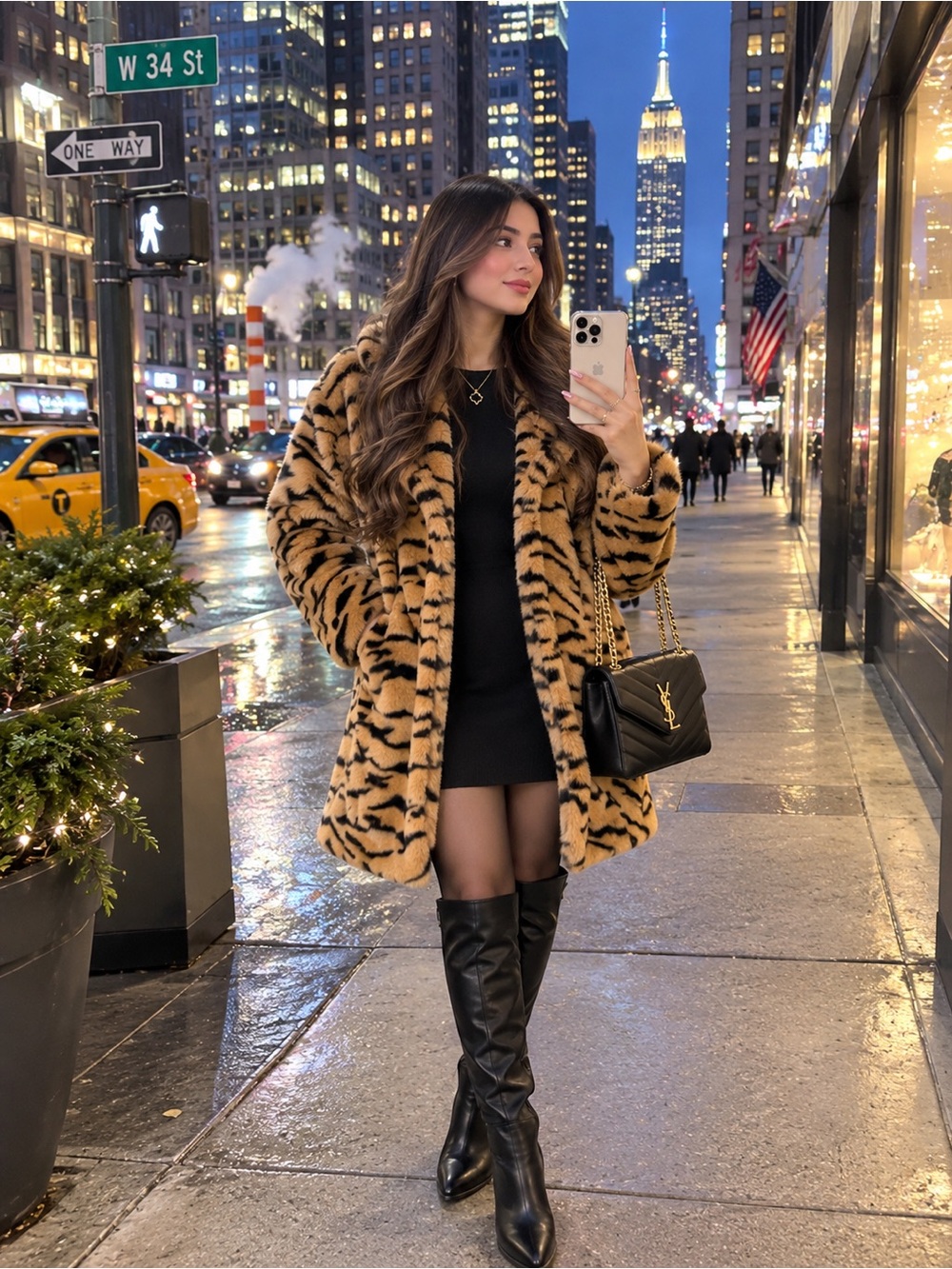 Forever 21 Tiger-Print Teddy Coat - Tan & Black